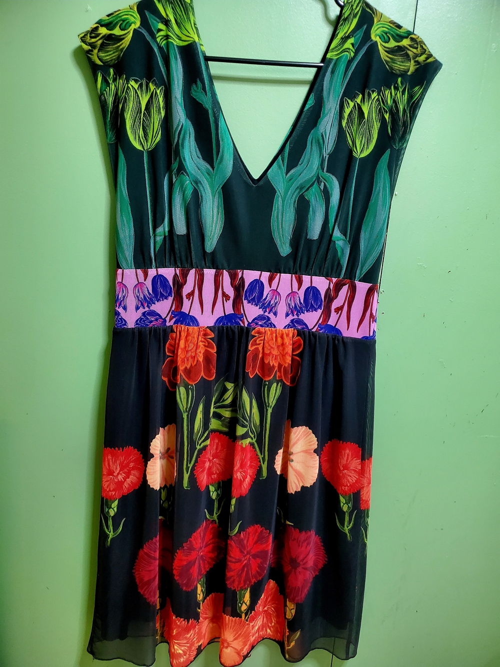 Desigual Black and Green Patterned Midi Dress